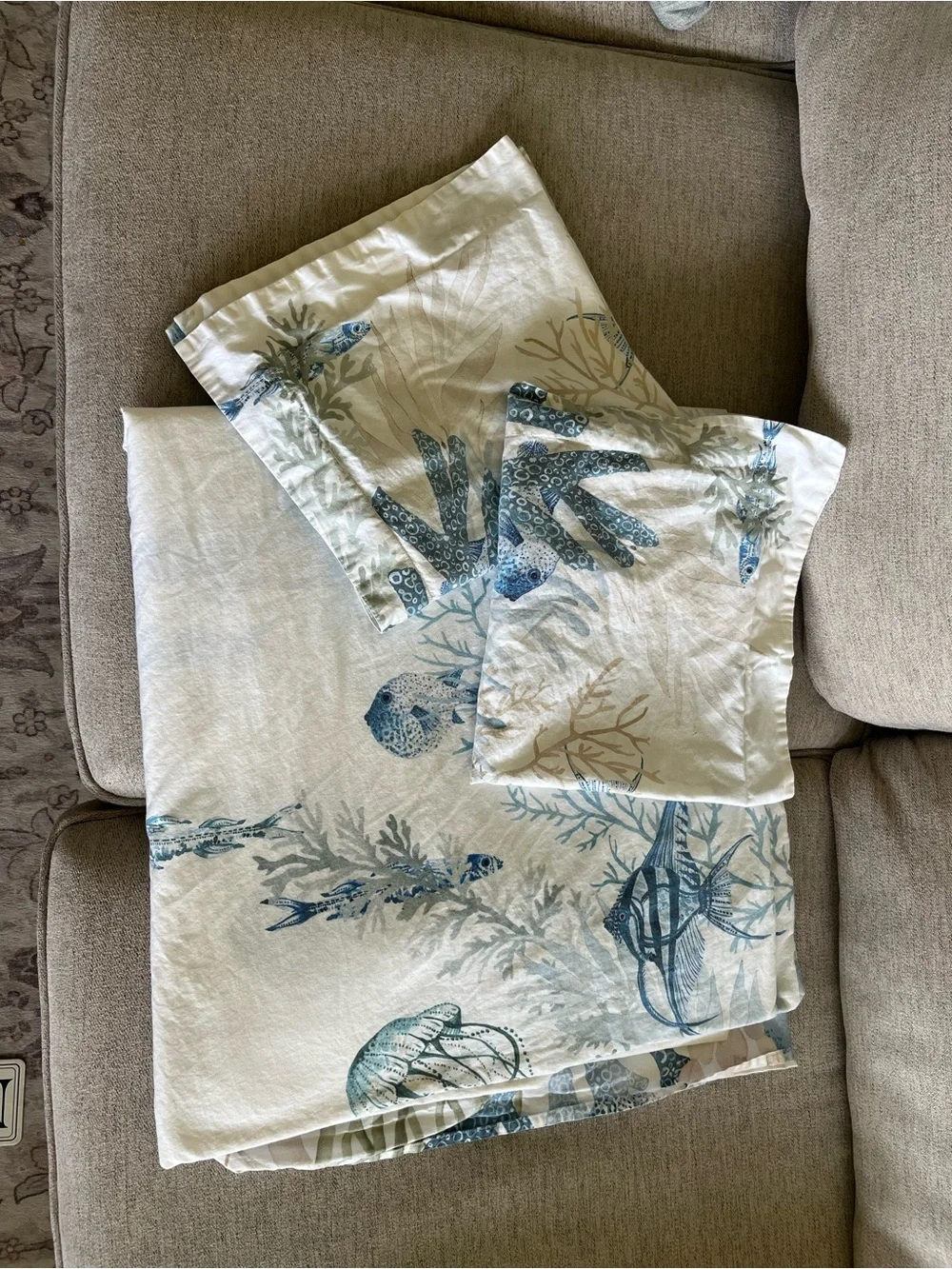 Pottery Barn Under the Sea Full/Queen Duvet Cover and 2 Standard Shams